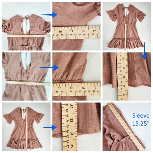 Lulus Sunshine Daydream Rusty Rose Short Sleeve Cutout Mini Dress Size L Pink - Picture 7 of 9